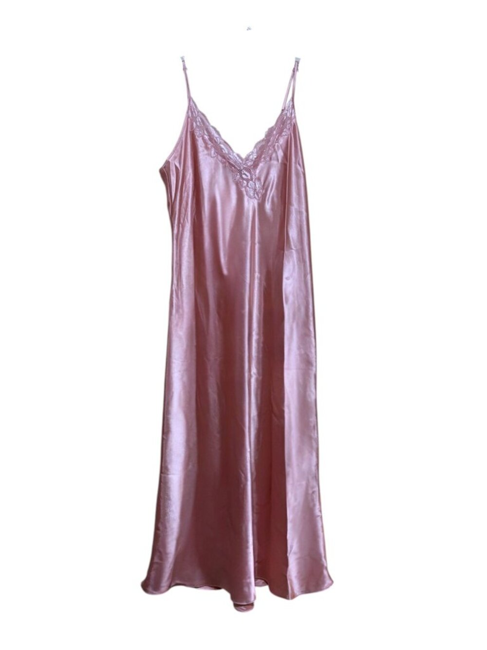 Y2K Slip Dress M Midi Lace Adjustable Straps Satin Coquette Twee Poet HOCO - Picture 2 of 6